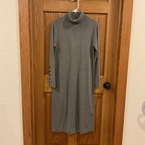 J.Jill gray turtleneck sweater midi dress button sleeve detail size S